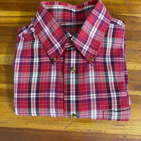 IVY CREW men's size XL CLASSIC red plaid long sleeve button down shirt - Picture 5 of 5